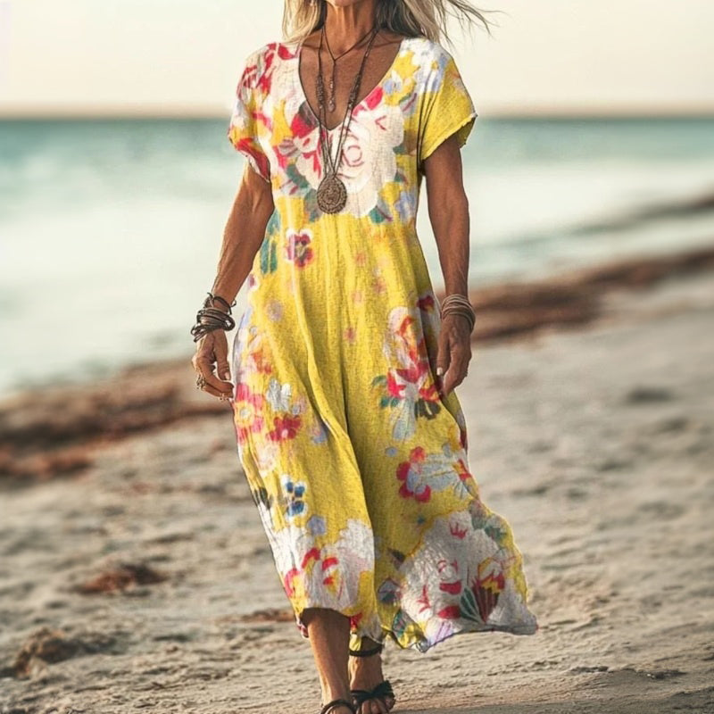 Neldae – Sukienka W Stylu Vintage Z Kwiatowym Wzorem
