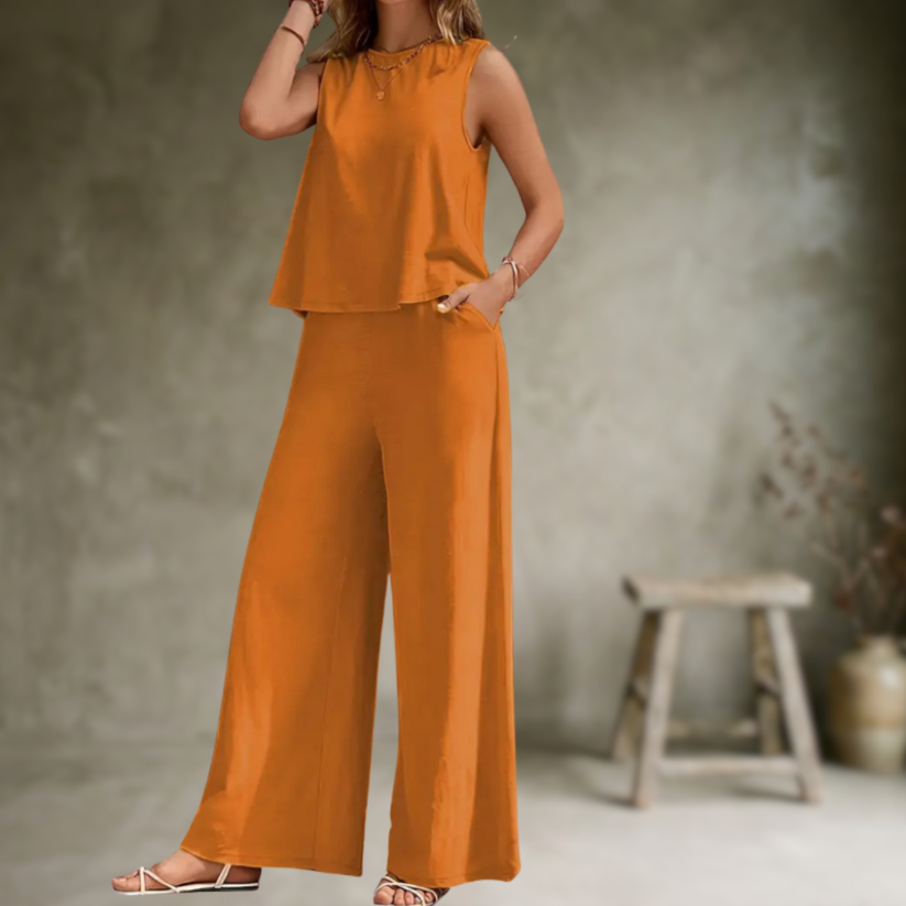 Alizeh - Elegancki Dwuczęściowy Komplet Bez Rękawów