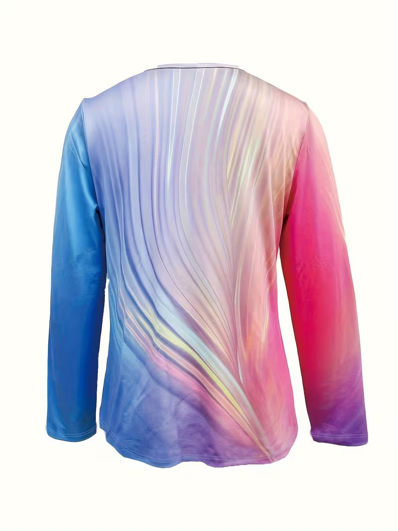 Filona – Bluzka Z Dekoltem W Serek I Efektem Tie-dye W Odcieniach Gradientowych