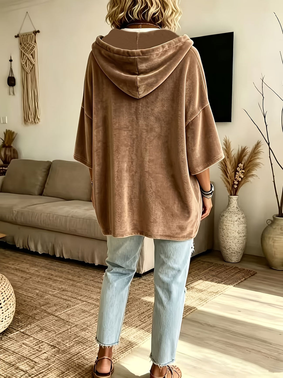 Missina – Luksusowa Bluza Z Kapturem Z Weluru W Stylu Oversize
