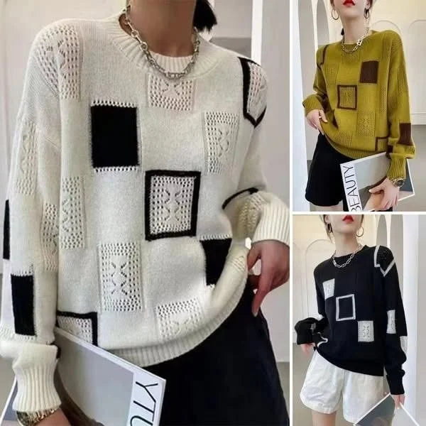 Aniska – Sweter Z Dzianiny W Kratkę