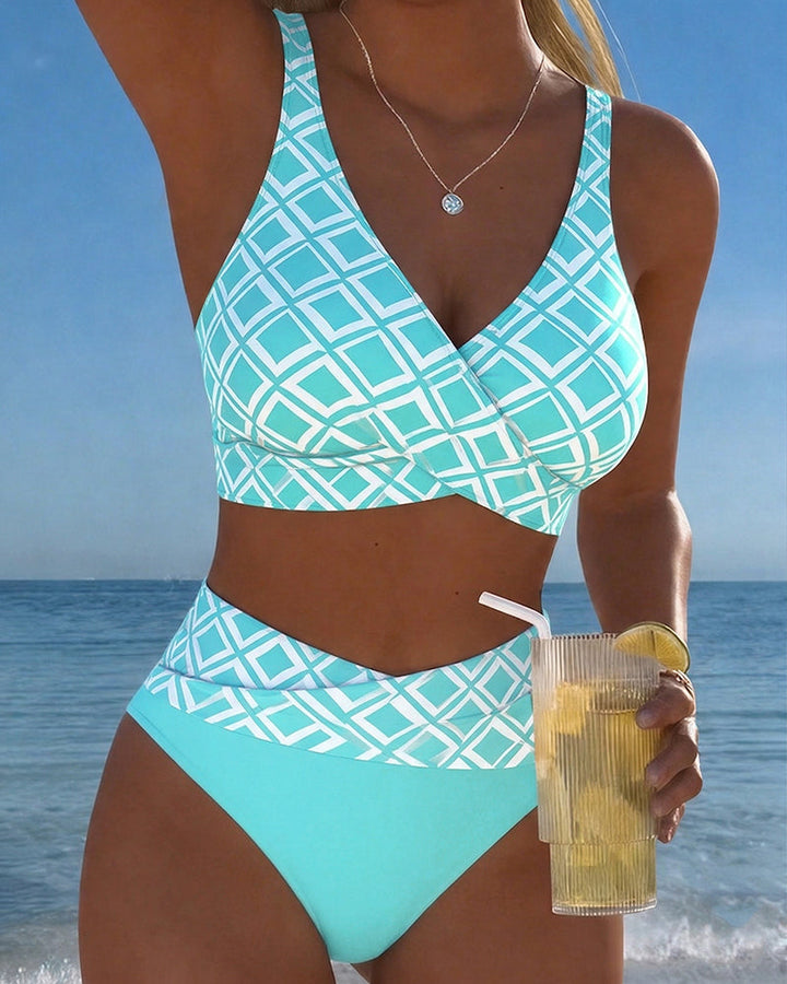 Chelvi - Eleganckie Dwuczęściowe Bikini Z Wzorem W Romby