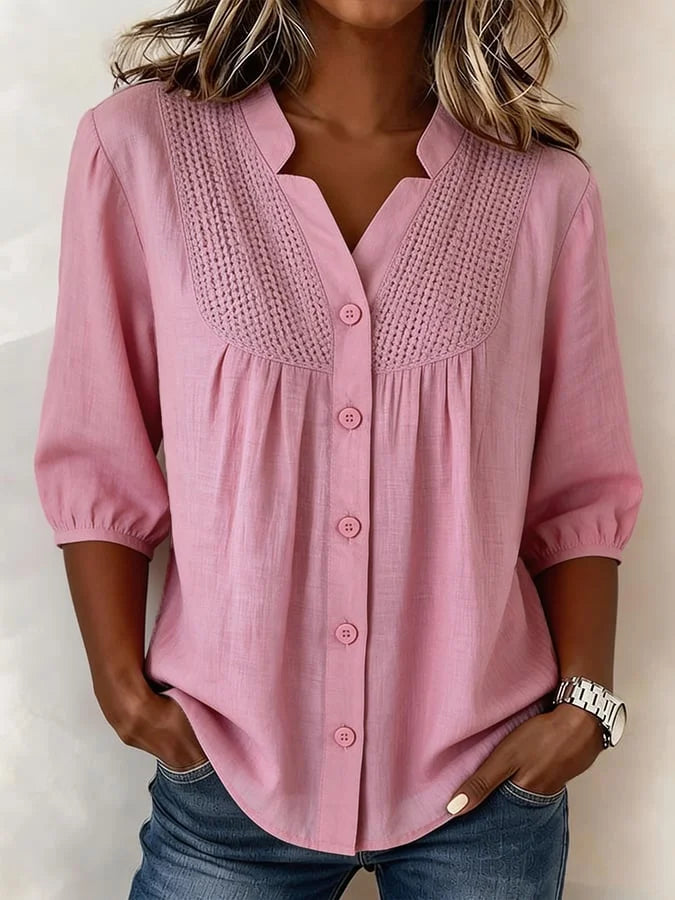 Laadina - Bawełniana Bluzka Z Krótkim Rękawem W Stylu Casual
