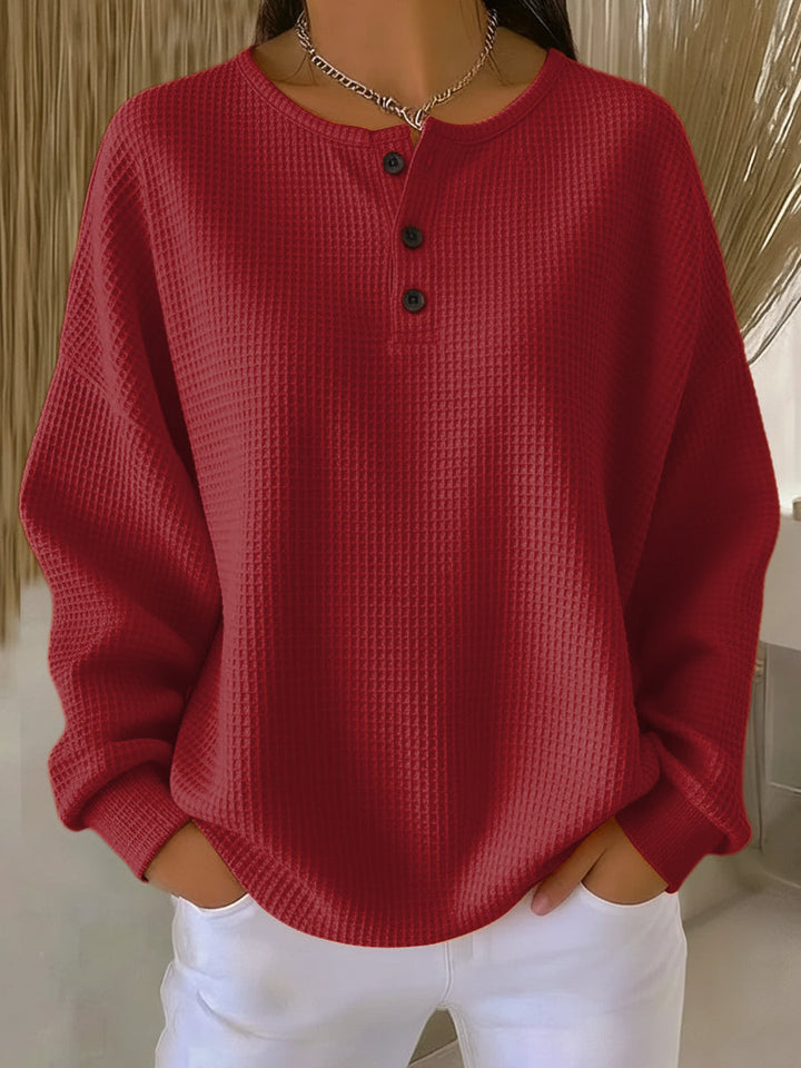 Ritona – Bluza Typu Henley Z Dzianiny Waflowej
