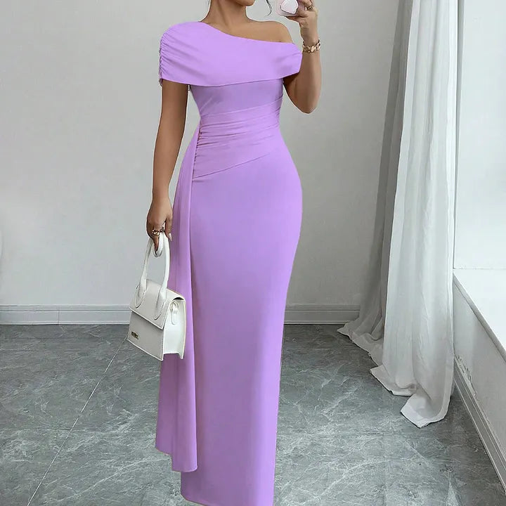 Lisete - Elegancka Sukienka Maxi Z Jednym Ramiączkiem