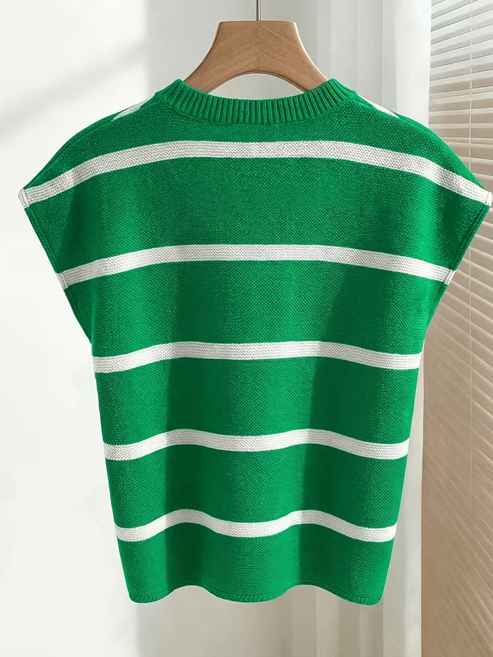 Enila – Sweter Z Dzianiny W Paski Z Okrągłym Dekoltem