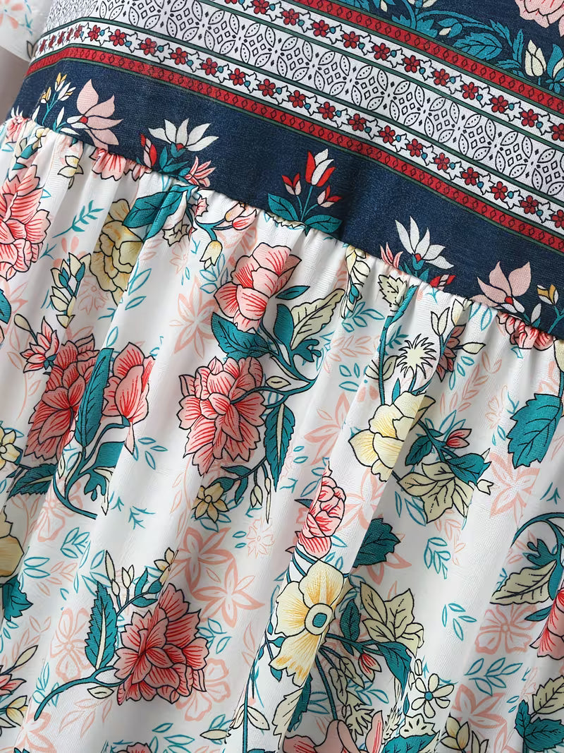 Lisan – Sukienka w Stylu Vintage z Kwiatowym Wzorem i Kieszenią
