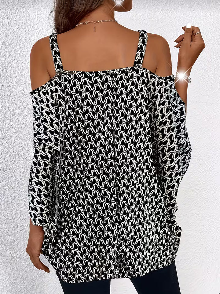Shae - Top Casual Com Estampado e Ombros à Vista