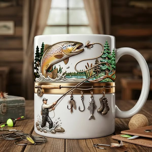 TackleMug – Kubek do Kawy z Motywem Wędkarskim