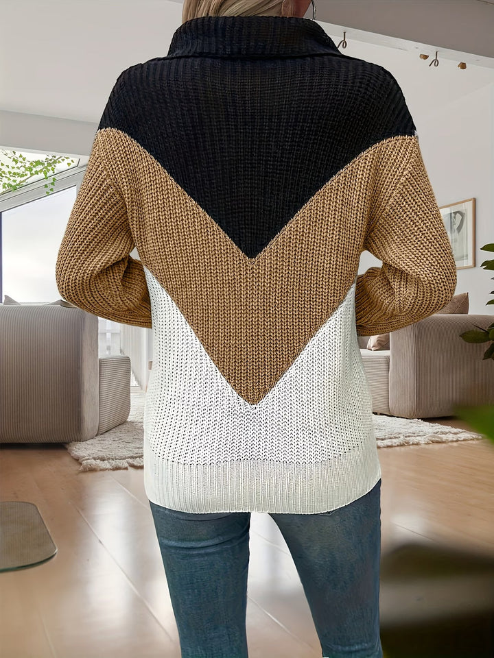 Fagina – Elegancki Sweter Z Dzianiny Z Półzamkiem