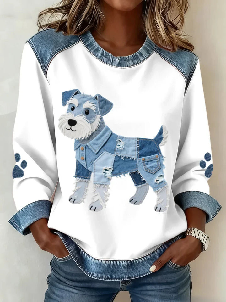 Lilah – Bluza Z Nadrukiem Jamnika I Patchworkiem