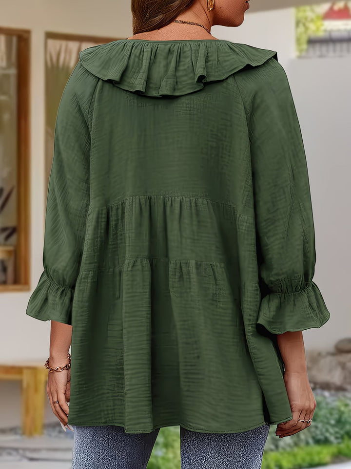 Garbine – Elegancka Bluzka z Falbaną Przy Szyi