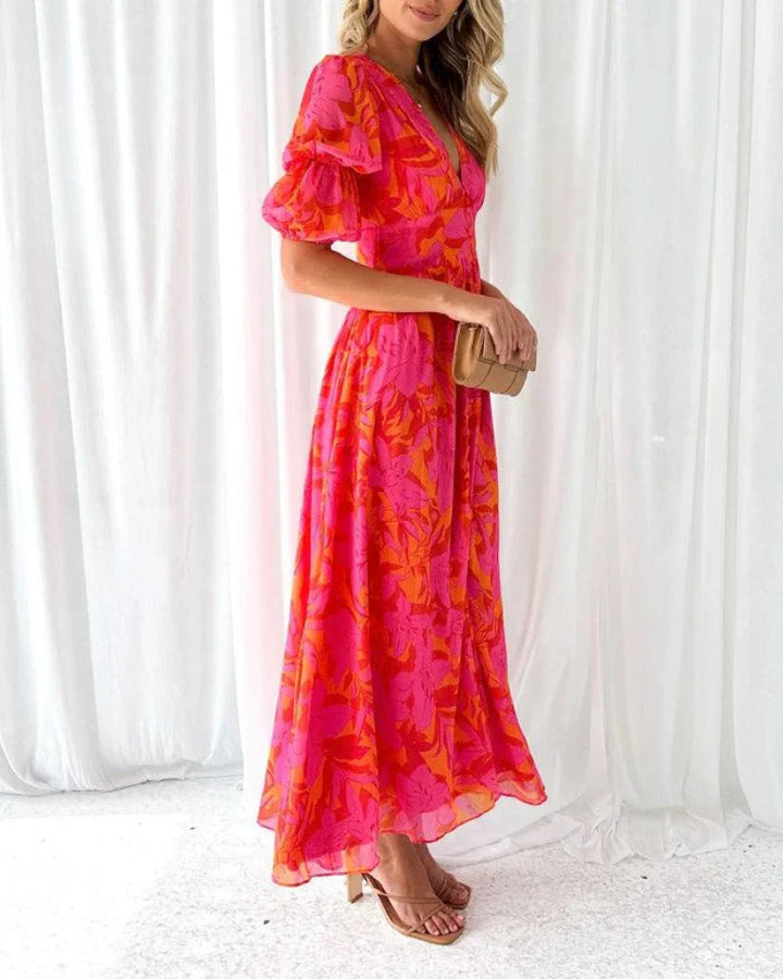 Derana – Czerwono-Różowa Sukienka Maxi