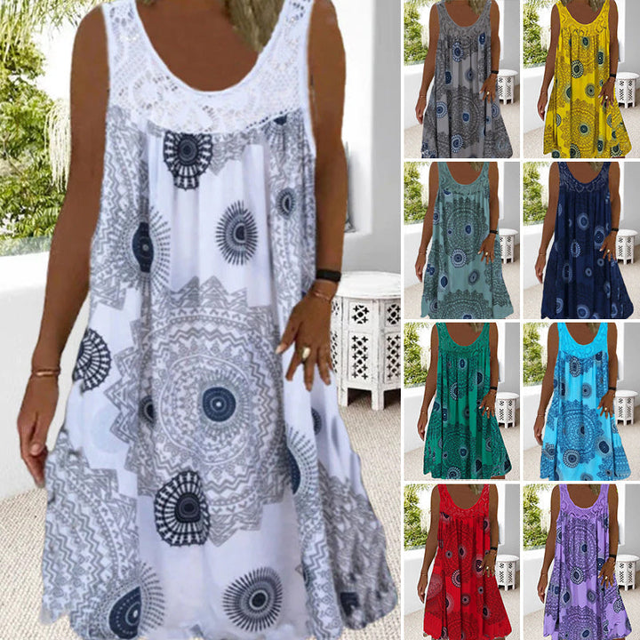Paduch – Letnia Sukienka Bez Rękawów W Stylu Casual Z Nadrukiem