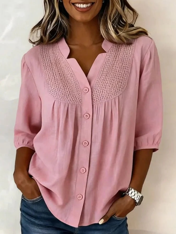Laadina - Bawełniana Bluzka Z Krótkim Rękawem W Stylu Casual