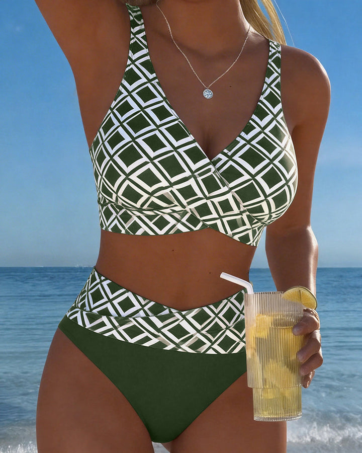 Chelvi - Eleganckie Dwuczęściowe Bikini Z Wzorem W Romby