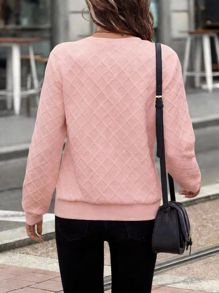 Juliet – Bluza z Długim Rękawem z Teksturowanym Materiałem i Zamkiem Przy Szyi