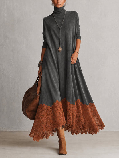 Albria – Sukienka Maxi z Długim Rękawem w Stylu Vintage