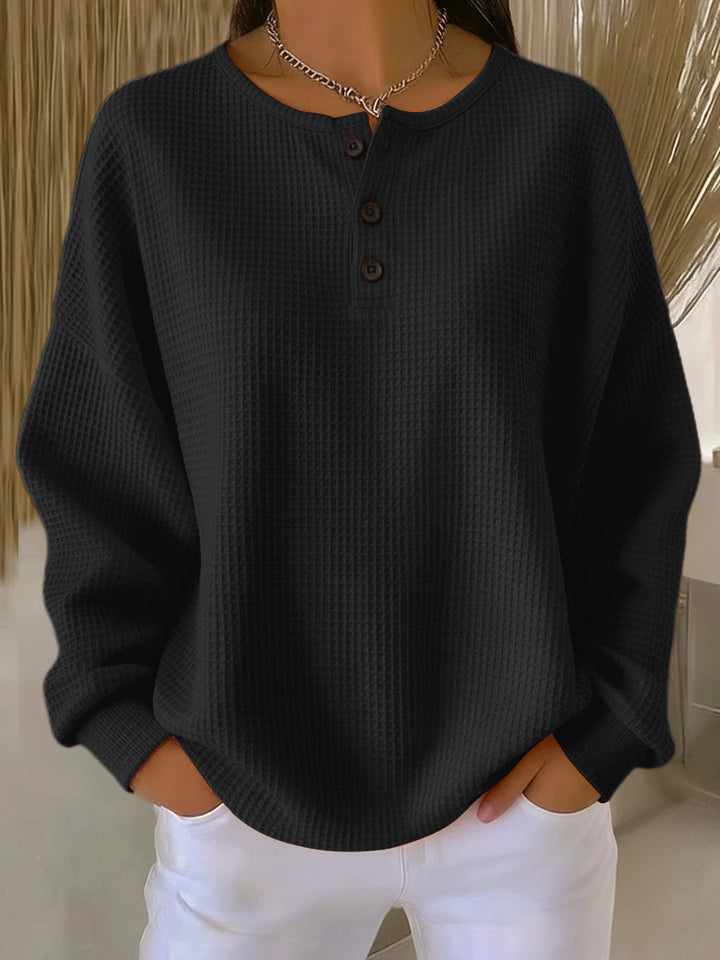 Ritona – Bluza Typu Henley Z Dzianiny Waflowej
