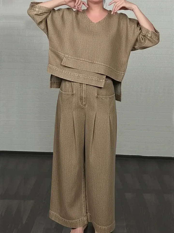 Ojinika – Dwuczęściowy Zestaw Dżinsowy w Stylu Casual