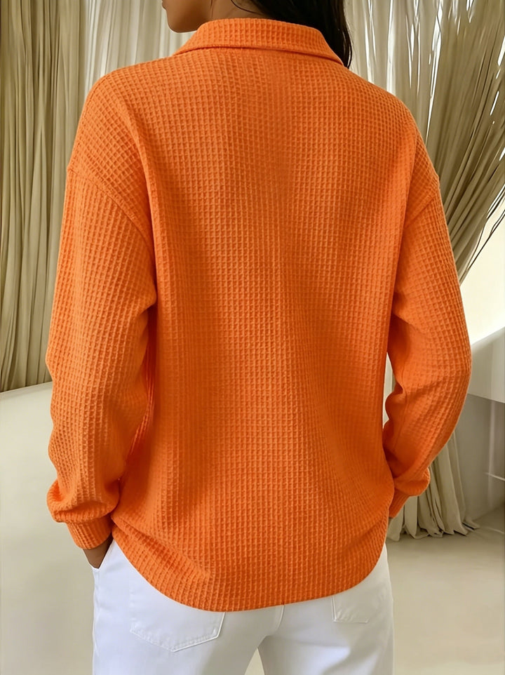 Nastya - Elegancka Koszula Z Kołnierzykiem Typu Polo W Wzór Waflowy