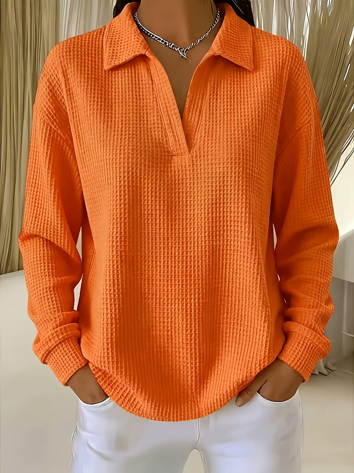 Nastya - Elegancka Koszula Z Kołnierzykiem Typu Polo W Wzór Waflowy