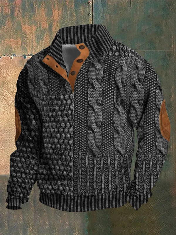 Gwydion – Sweter z Dzianiny Typu Patchwork
