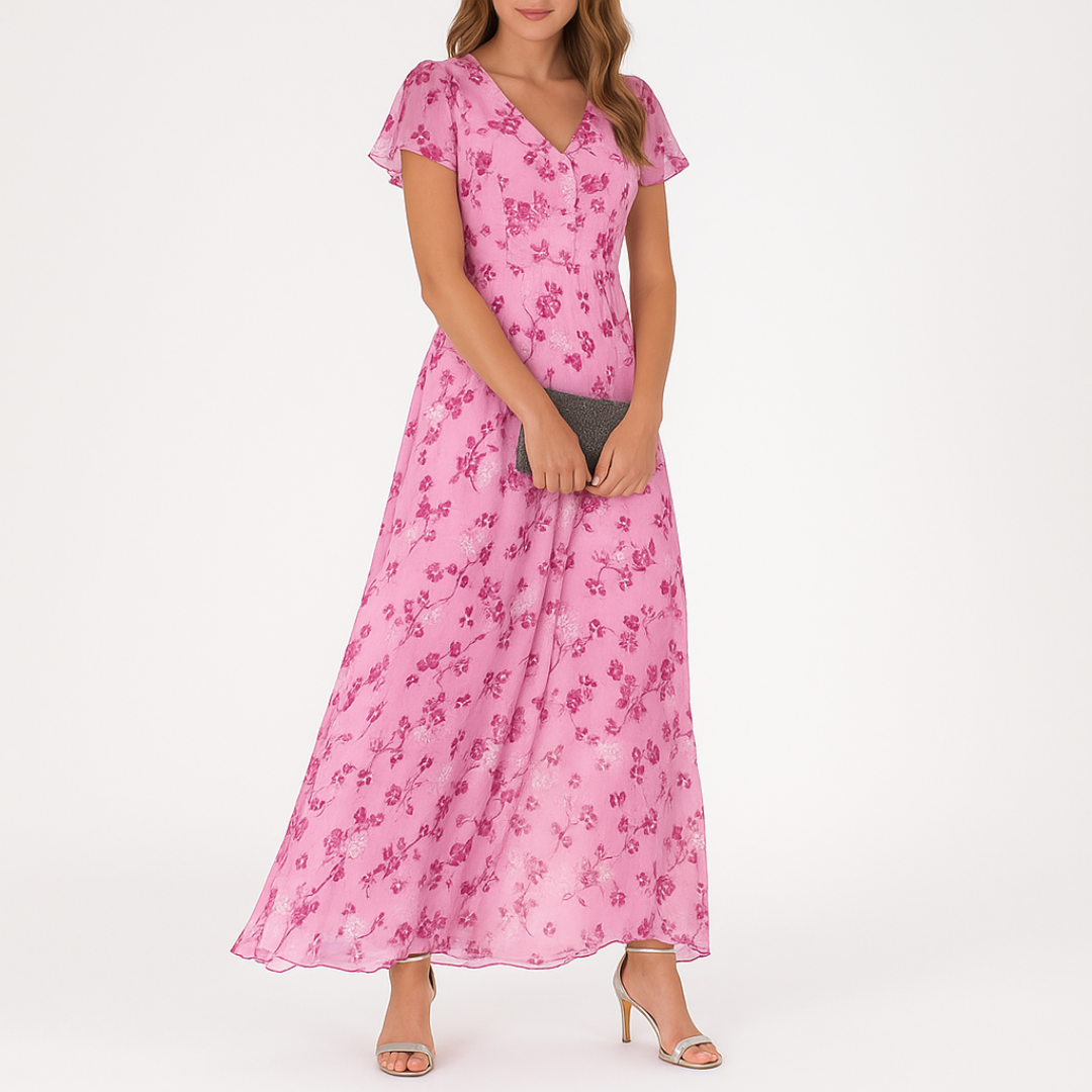 Danielle – Elegancka Sukienka z Dekoltem w Serek Zakrywająca Brzuch