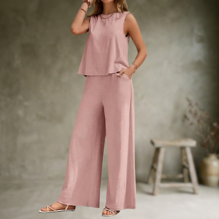 Alizeh - Elegancki Dwuczęściowy Komplet Bez Rękawów