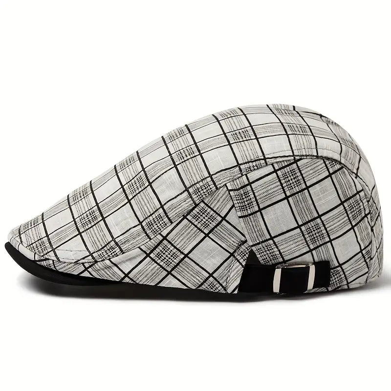 Zared – Regulowana Czapka Beretowa w Stylu vintage w Kratę