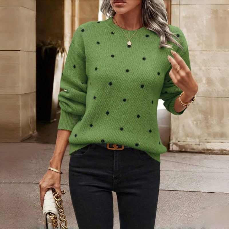 Gergana – Sweter w Kropki z Dzianiny
