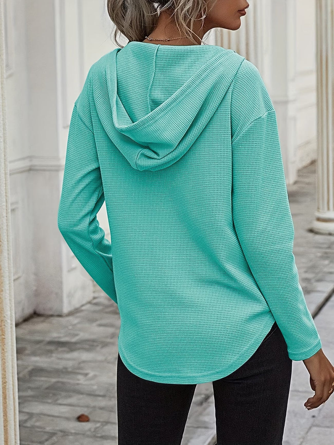 Seonie – Bluza Z Kapturem, Długim Rękawem I Dekoltem W Serek