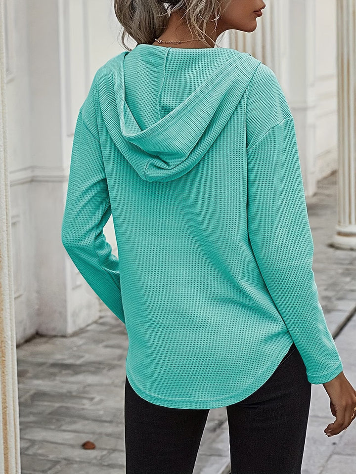 Seonie – Bluza Z Kapturem, Długim Rękawem I Dekoltem W Serek
