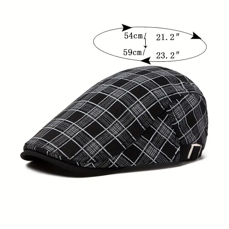 Zared – Regulowana Czapka Beretowa w Stylu vintage w Kratę