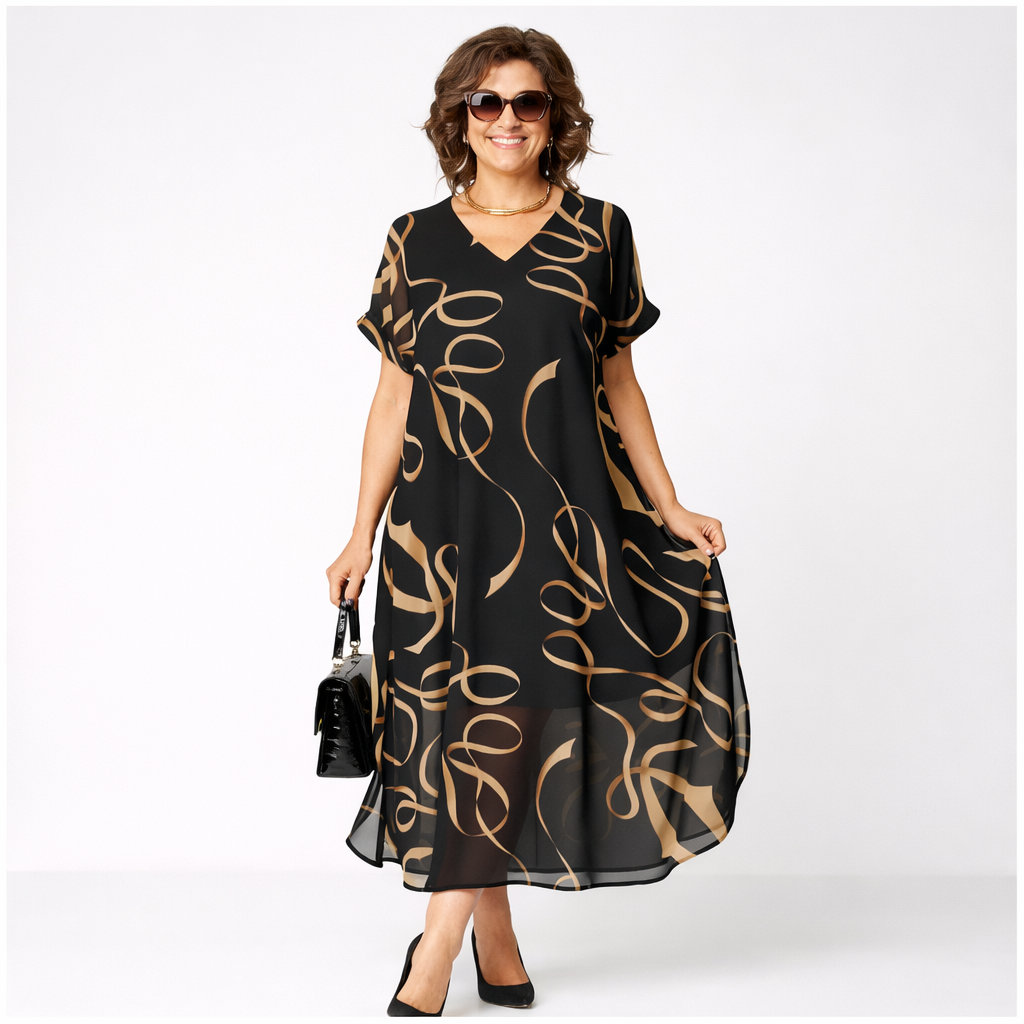 Pavla – Elegancka Sukienka z Krótkim Rękawem