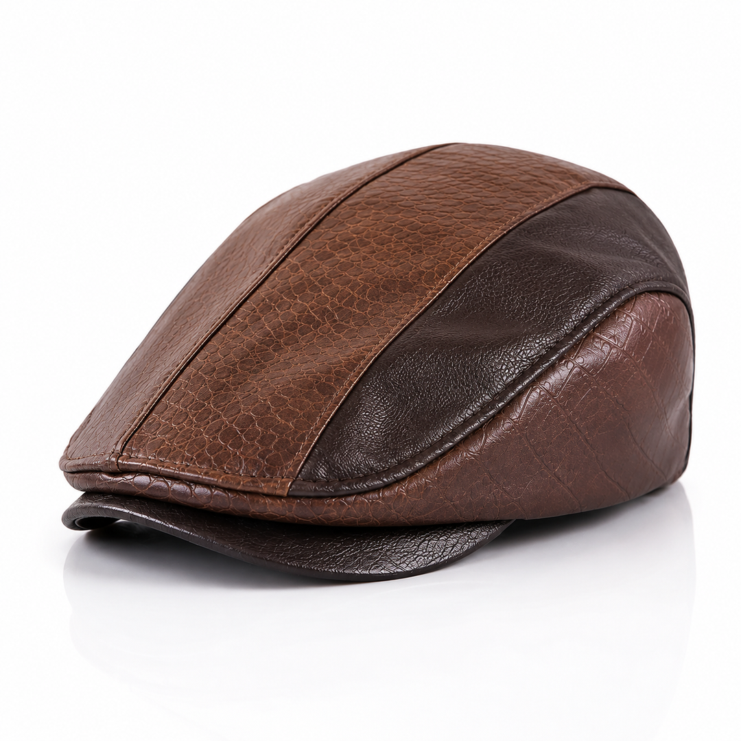 Crowncraft – Elegancka Skórzana Czapka Z Płaskim Daszkiem