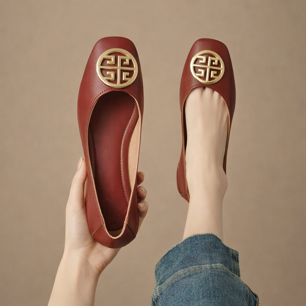 Breana - Skórzane Płaskie Buty