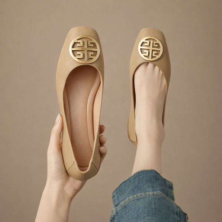 Breana - Skórzane Płaskie Buty