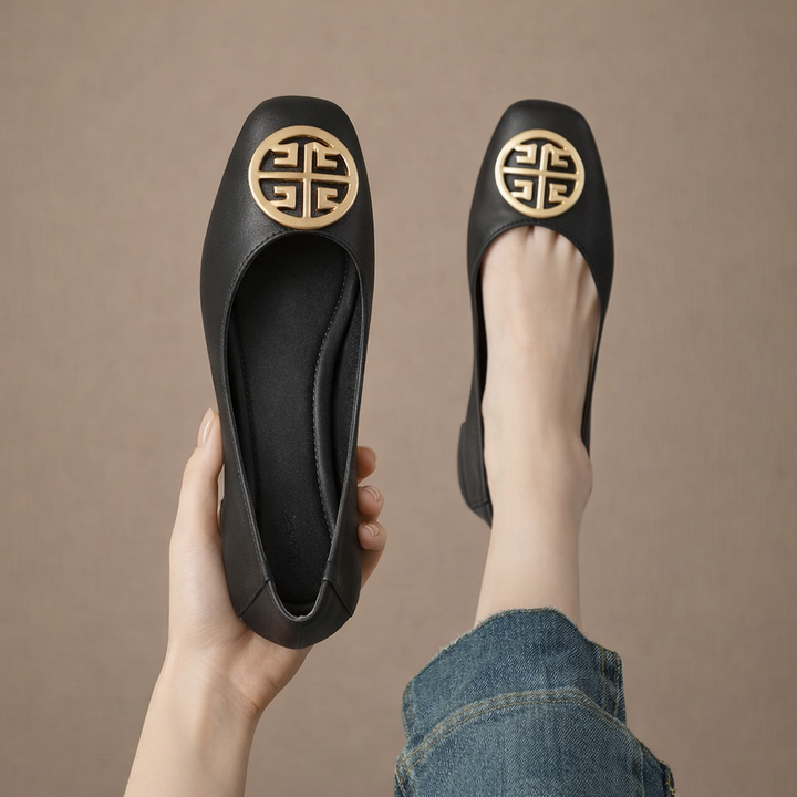 Breana - Skórzane Płaskie Buty