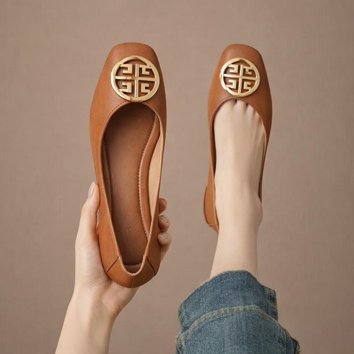 Breana - Skórzane Płaskie Buty