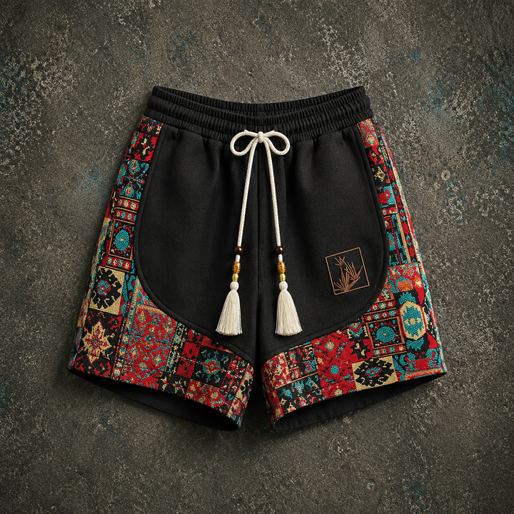 Haren - Szorty w Stylu Boho z Elastycznym Paskiem