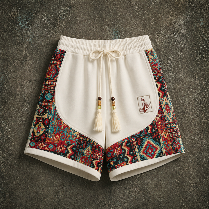 Haren - Szorty w Stylu Boho z Elastycznym Paskiem