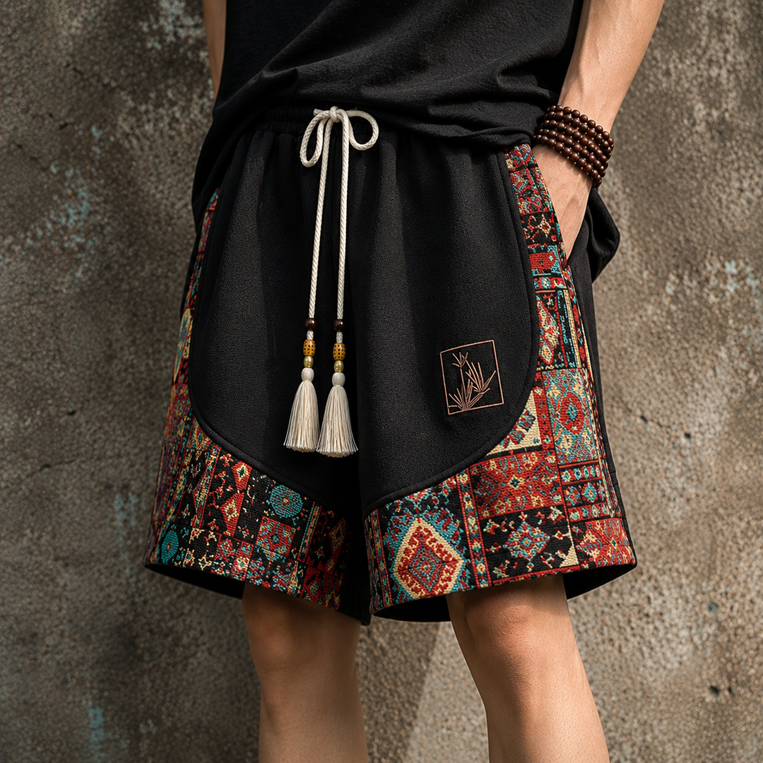 Haren - Szorty w Stylu Boho z Elastycznym Paskiem