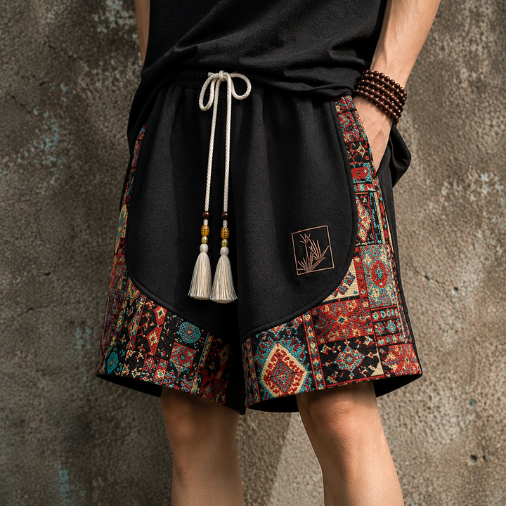 Haren - Szorty w Stylu Boho z Elastycznym Paskiem