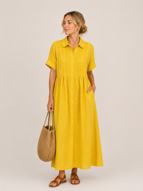 Anjali – Letnia Sukienka Midi w Stylu Koszuli