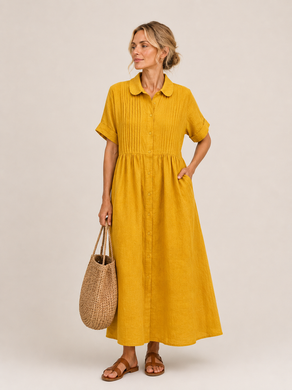 Anjali – Letnia Sukienka Midi w Stylu Koszuli