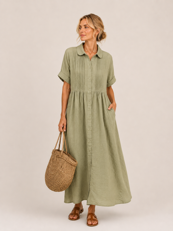 Anjali – Letnia Sukienka Midi w Stylu Koszuli