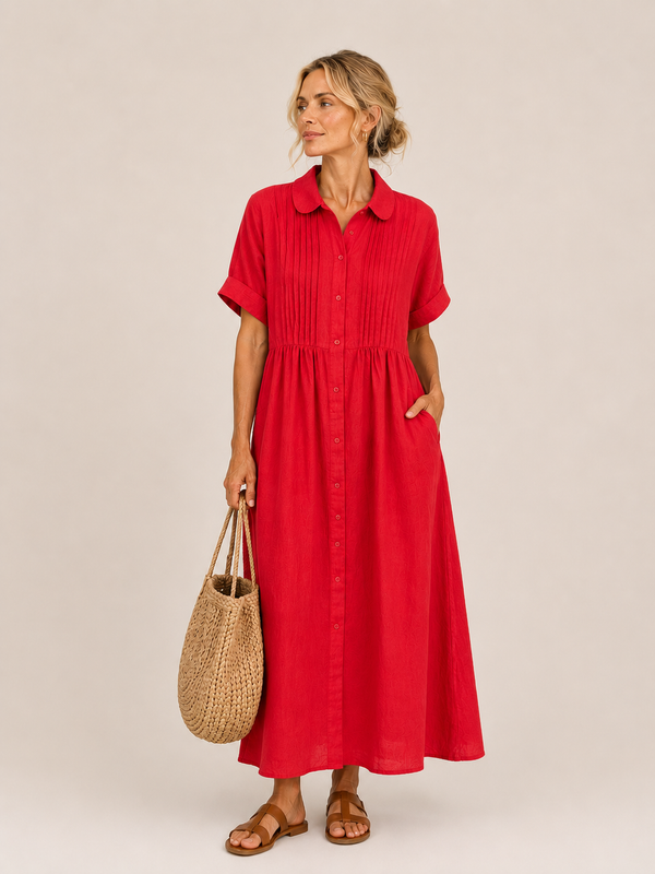 Anjali – Letnia Sukienka Midi w Stylu Koszuli