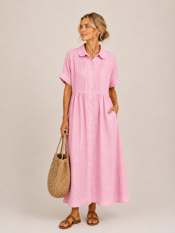 Anjali – Letnia Sukienka Midi w Stylu Koszuli