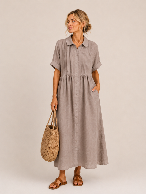 Anjali – Letnia Sukienka Midi w Stylu Koszuli